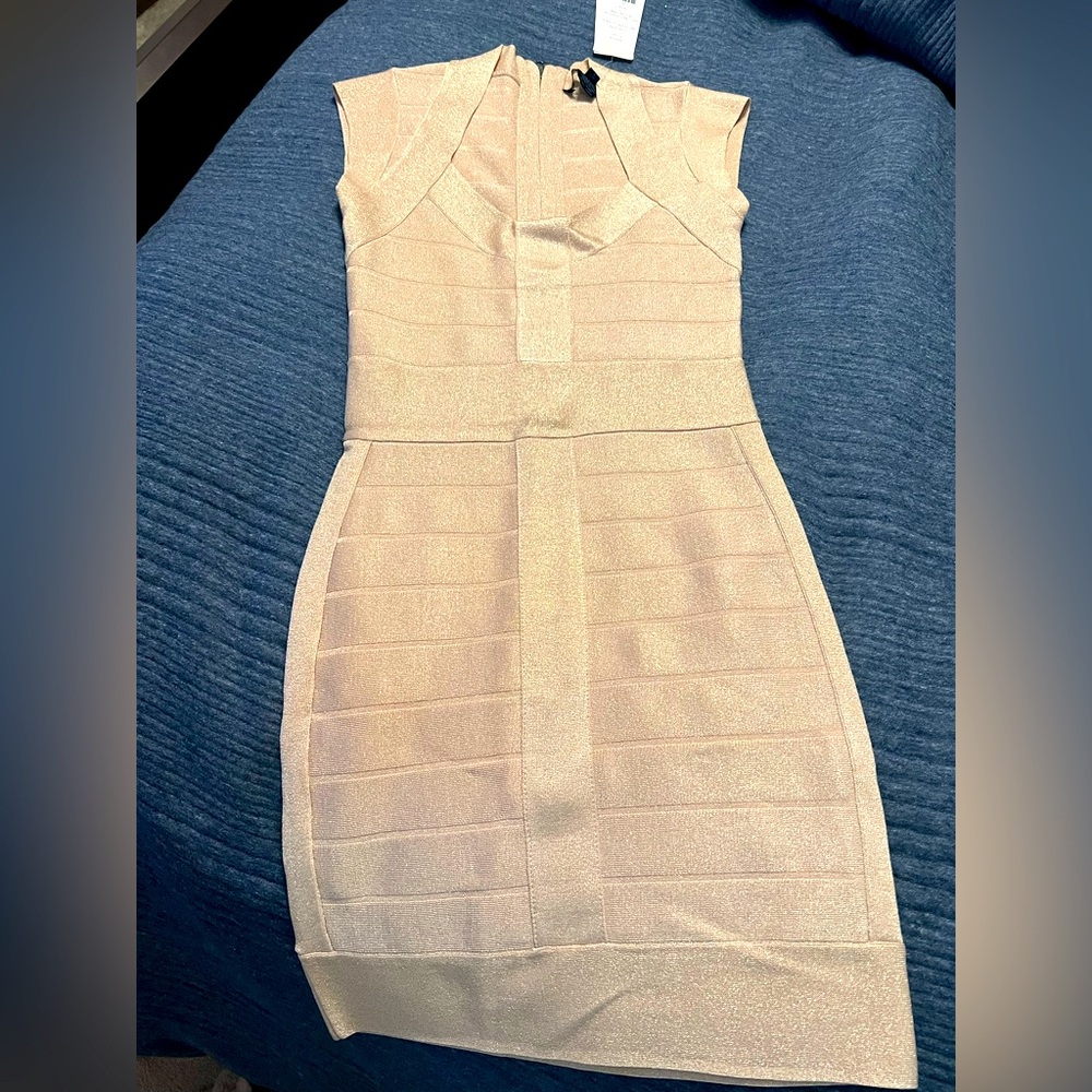 French Connection Bandage gold dress - NWT